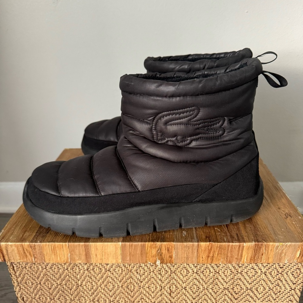 Lacoste Black Quilted Slip-On Footwear, men’s size 12